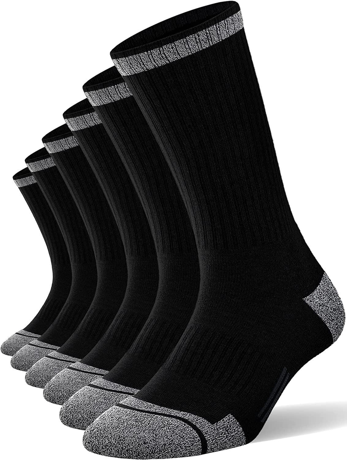 FITRELL 6 Pack Men's Athletic Crew Socks Cushioned Work Boot Socks Size 9-12/12-15 - Image 1